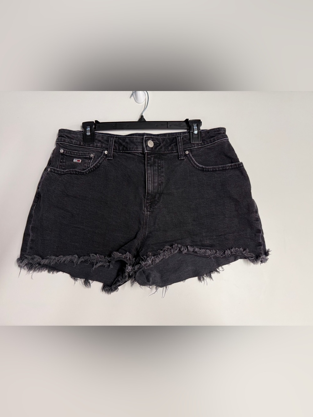 Tommy Hilfiger Black Distressed Cutoff Denim Shorts